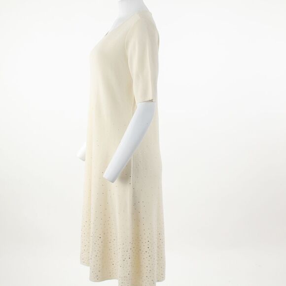 Anne Klein Embellished-Skirt A-Line Dress in Ivory - Picture 4 of 6